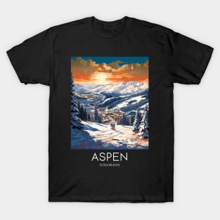 A Pop Art Travel Print of Aspen - Colorado - US T-Shirt